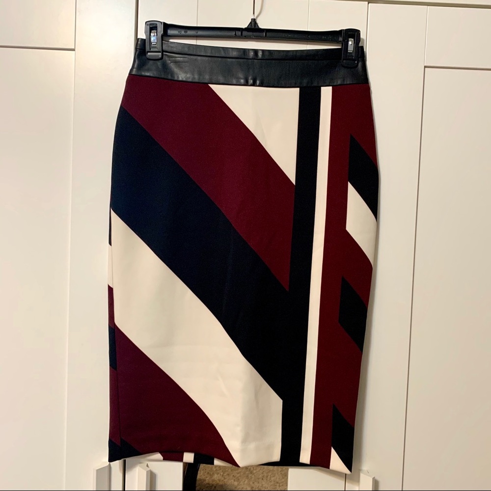 Worthington Black, White, and Maroon Pencil Skirt